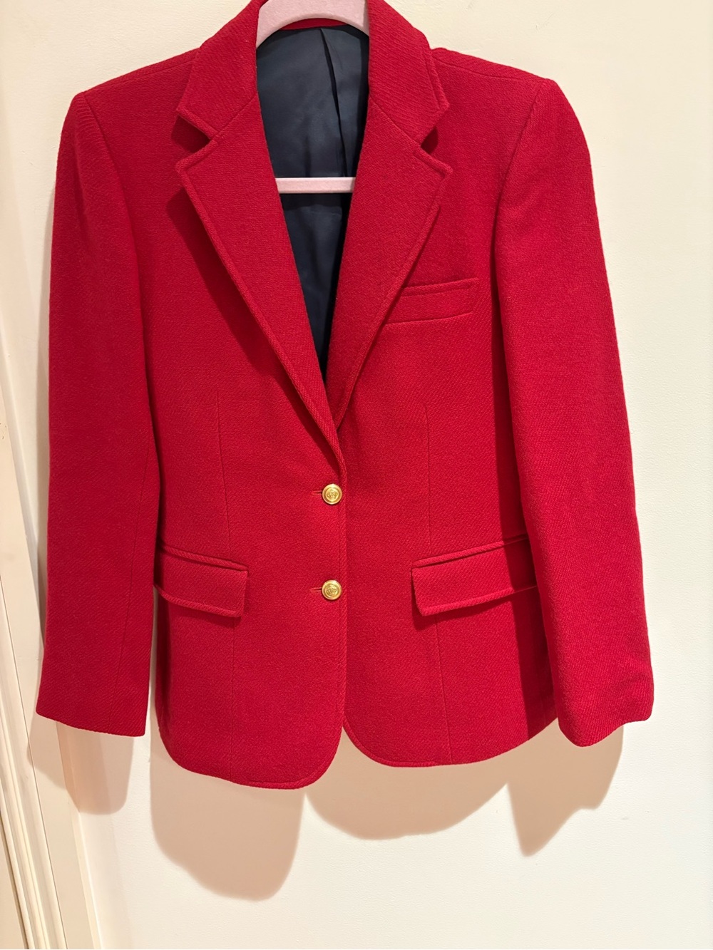 Talbots Red Tailored Two-Button Blazer with Gold Buttons